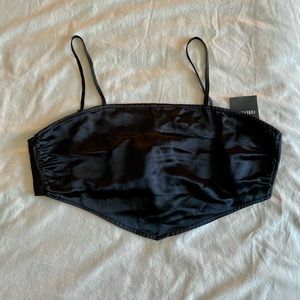 Black cropped tie shirt